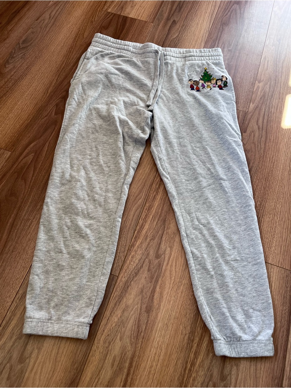 Peanuts Light Gray Sweatpants with Festive Character Patch